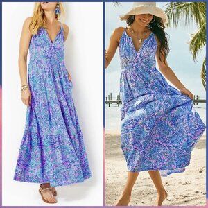NWOT Lilly Pulitzer Maribella Halter Maxi Dress Lilac Rose We Mermaid It Small